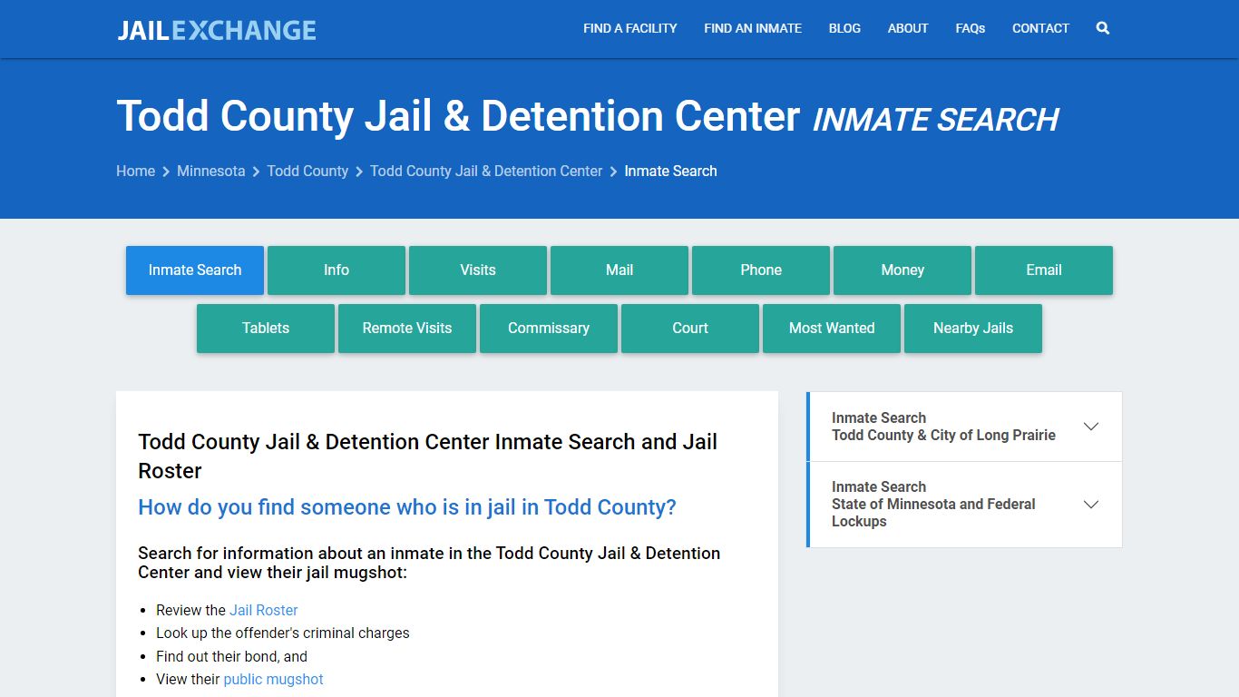 Todd County Jail & Detention Center Inmate Search